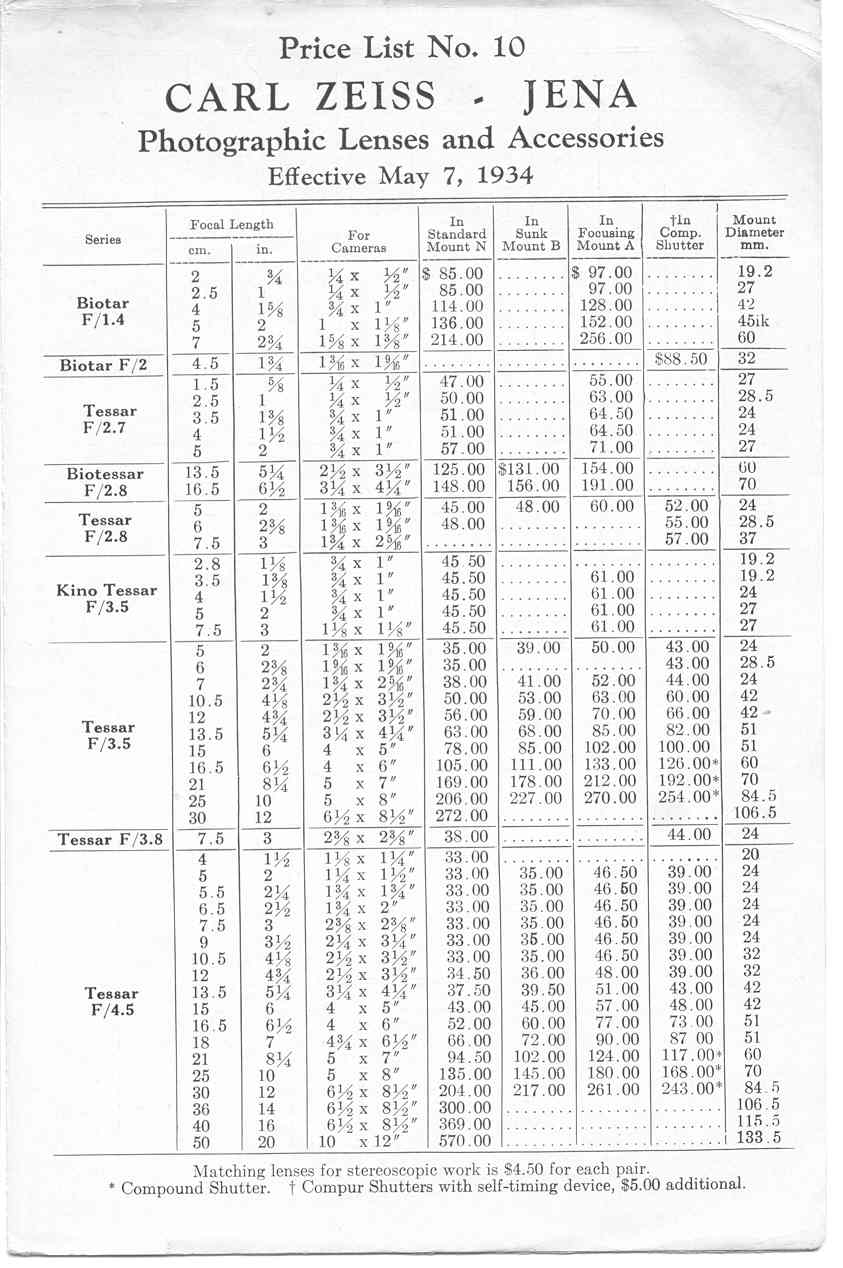 Jena Price List