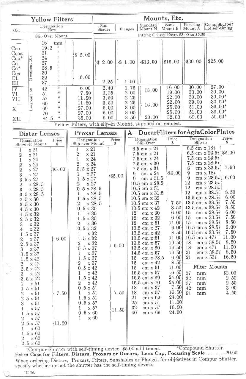 Jena Price List